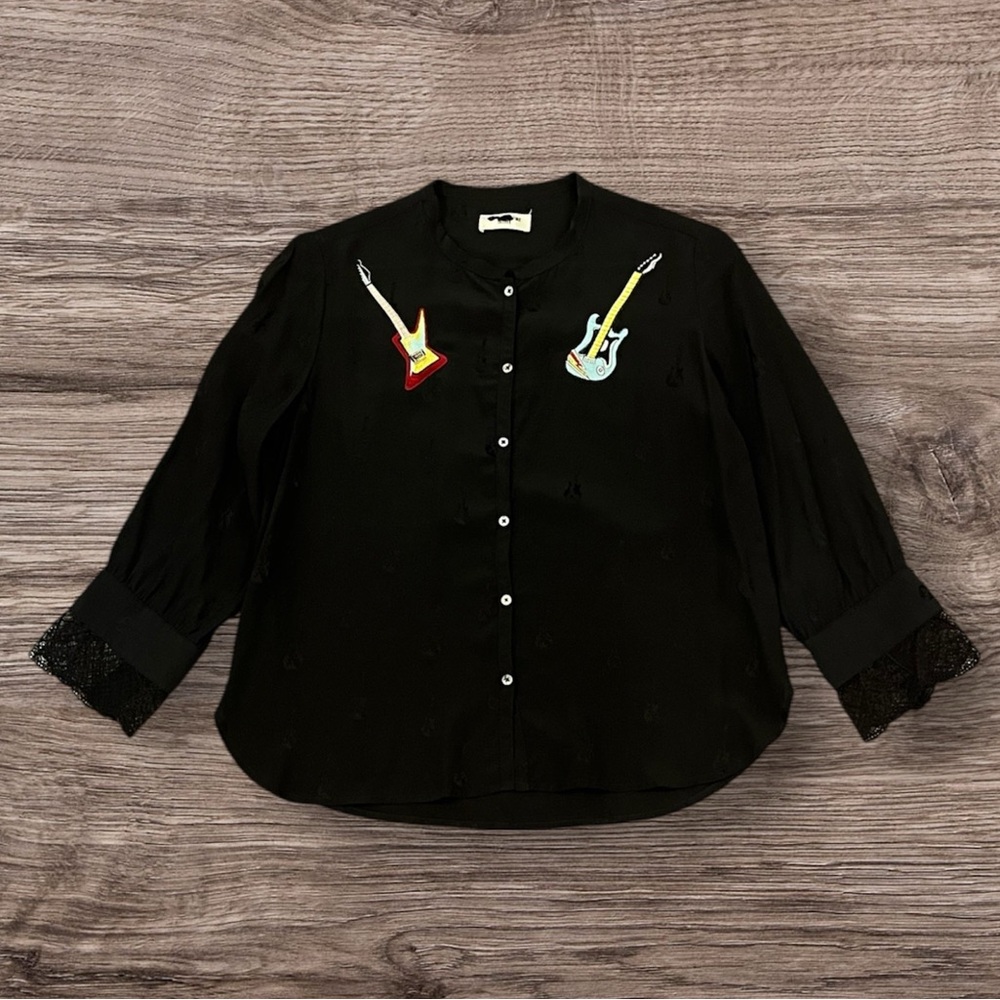 Zadig & Voltaire Silk Guitar Lace Blouse